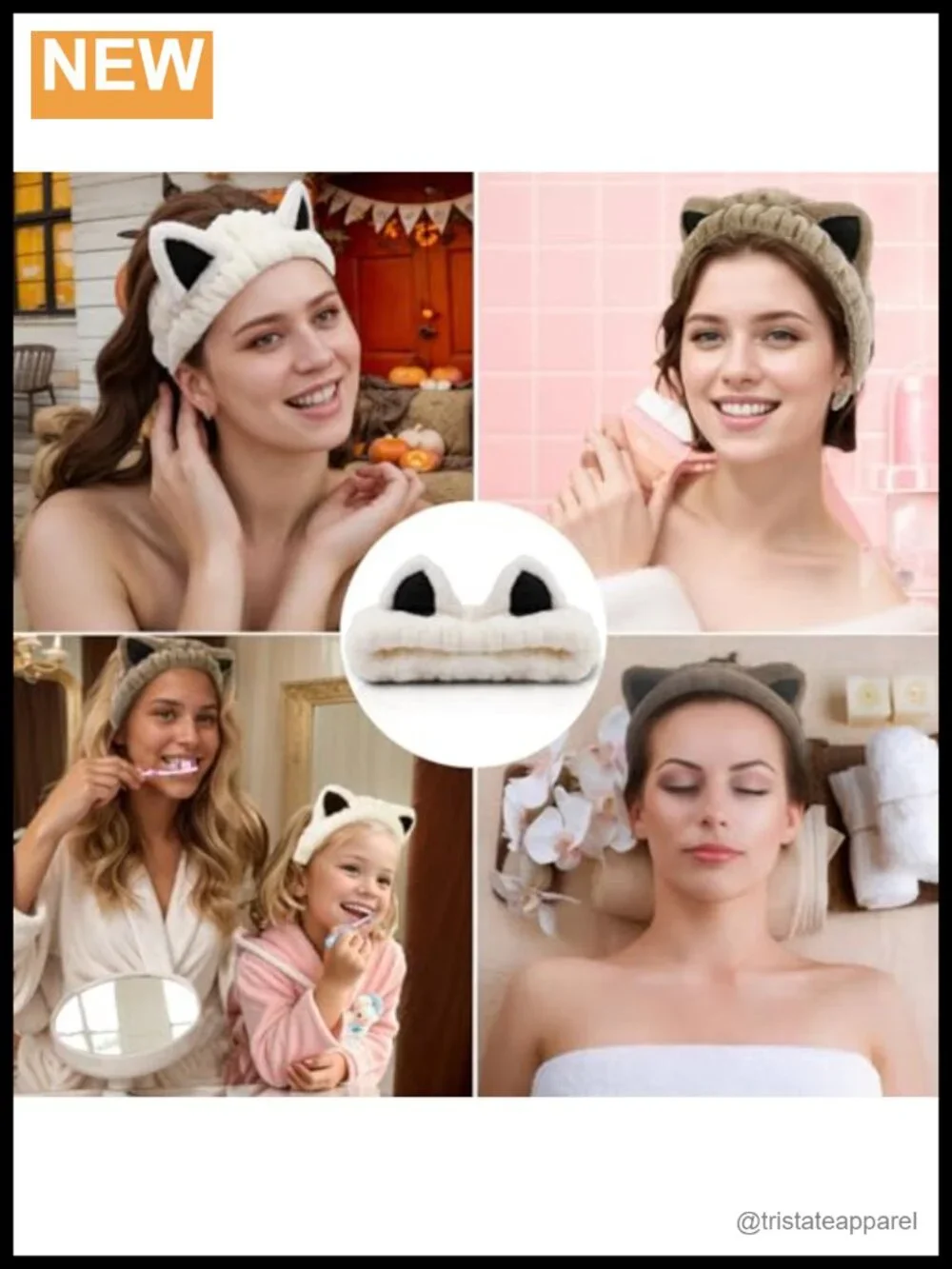 Cat Ear Spa Headband, Soft Fleece Face Wash Headbands, 2 Pack